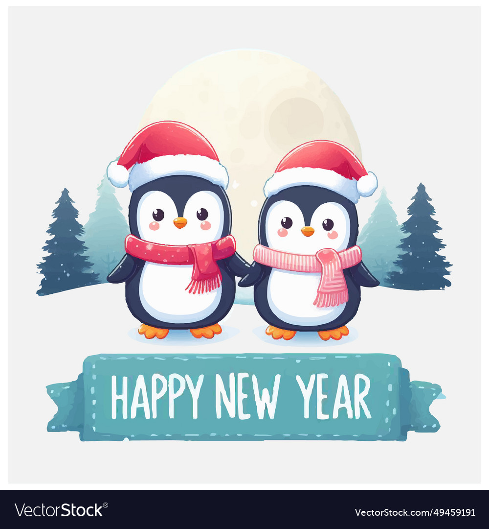 Christmas penguins new year file Royalty Free Vector Image