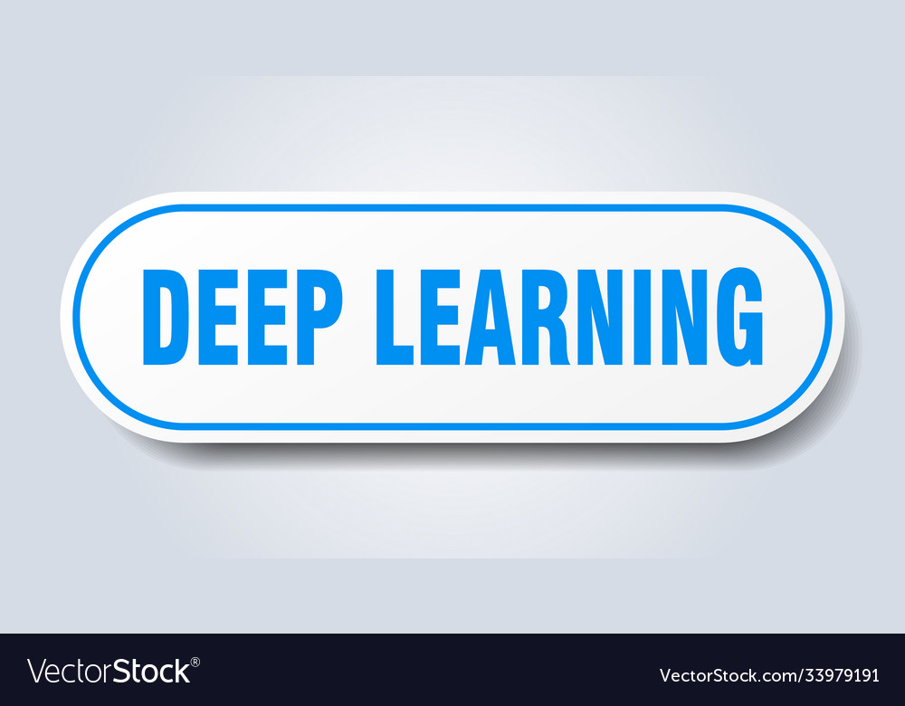Deep learning sign rounded isolated button white