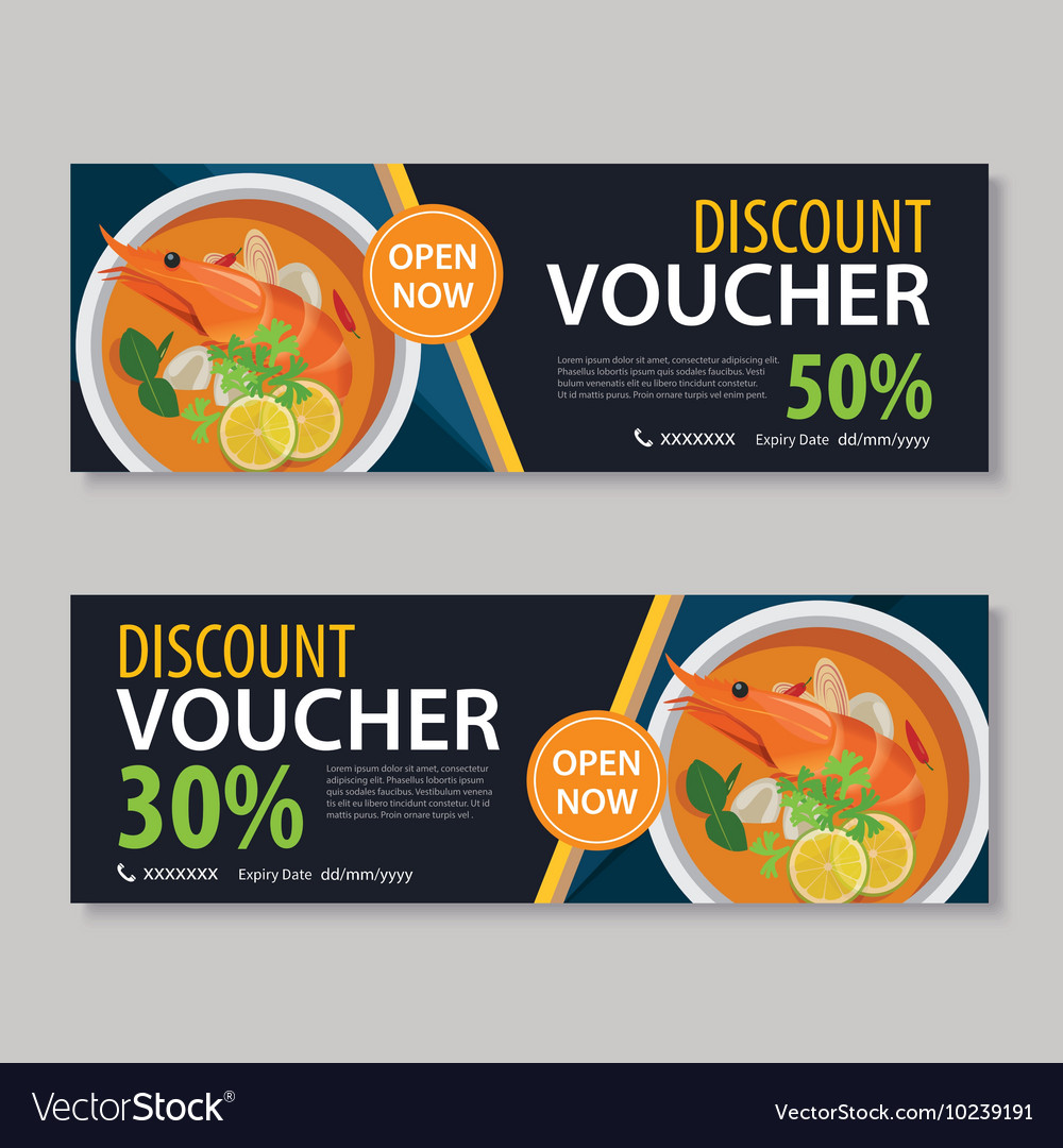 discount voucher template with thai food vector image meal voucher template