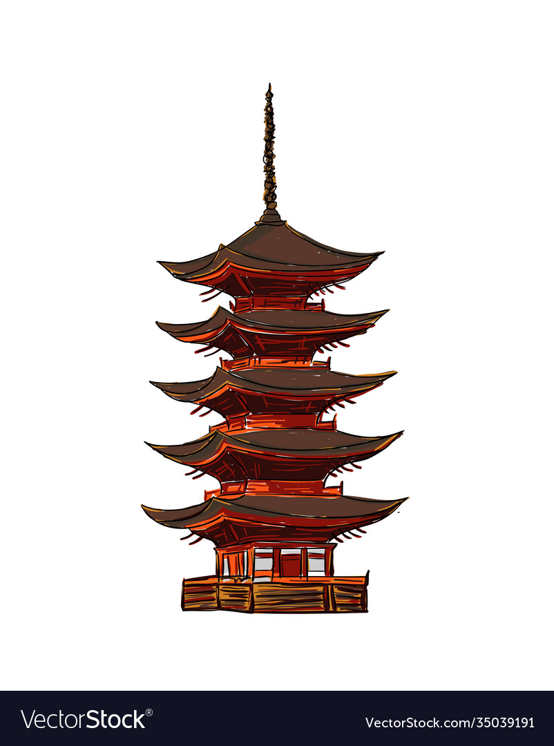 Image a pagoda architectural sketch Royalty Free Vector