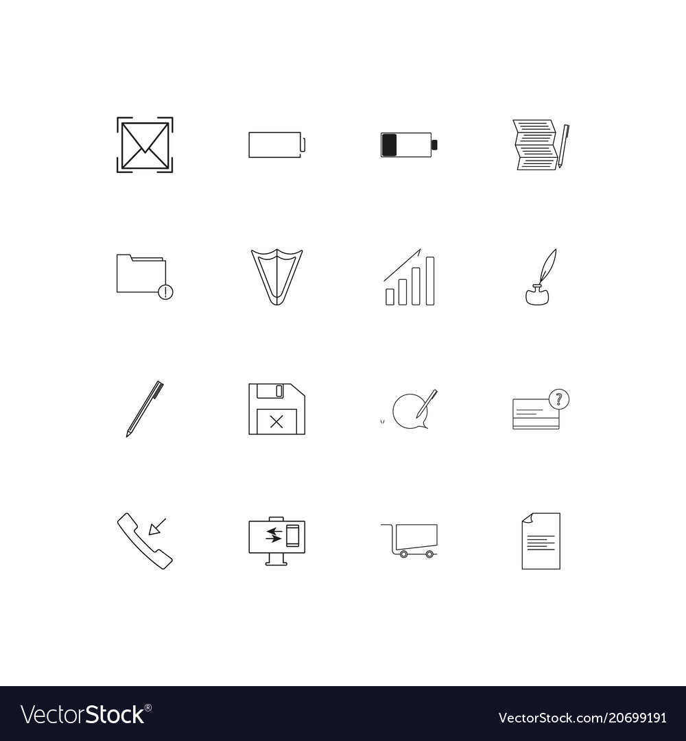 Interface simple linear icons set outlined
