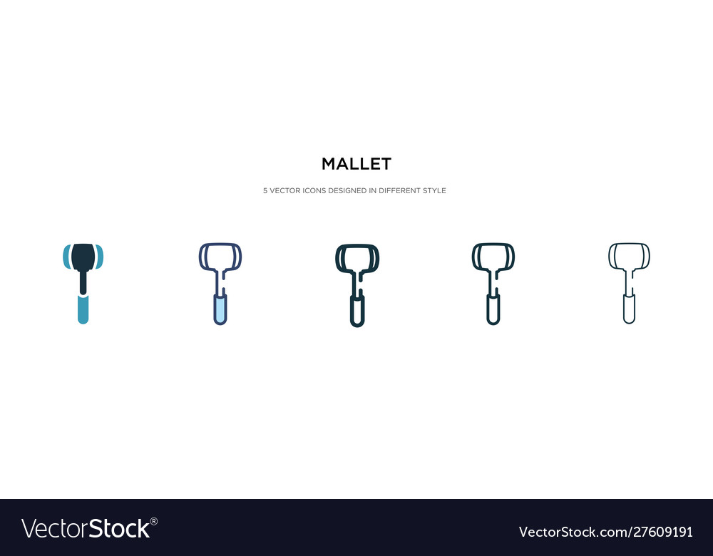 Mallet icon in different style two colored