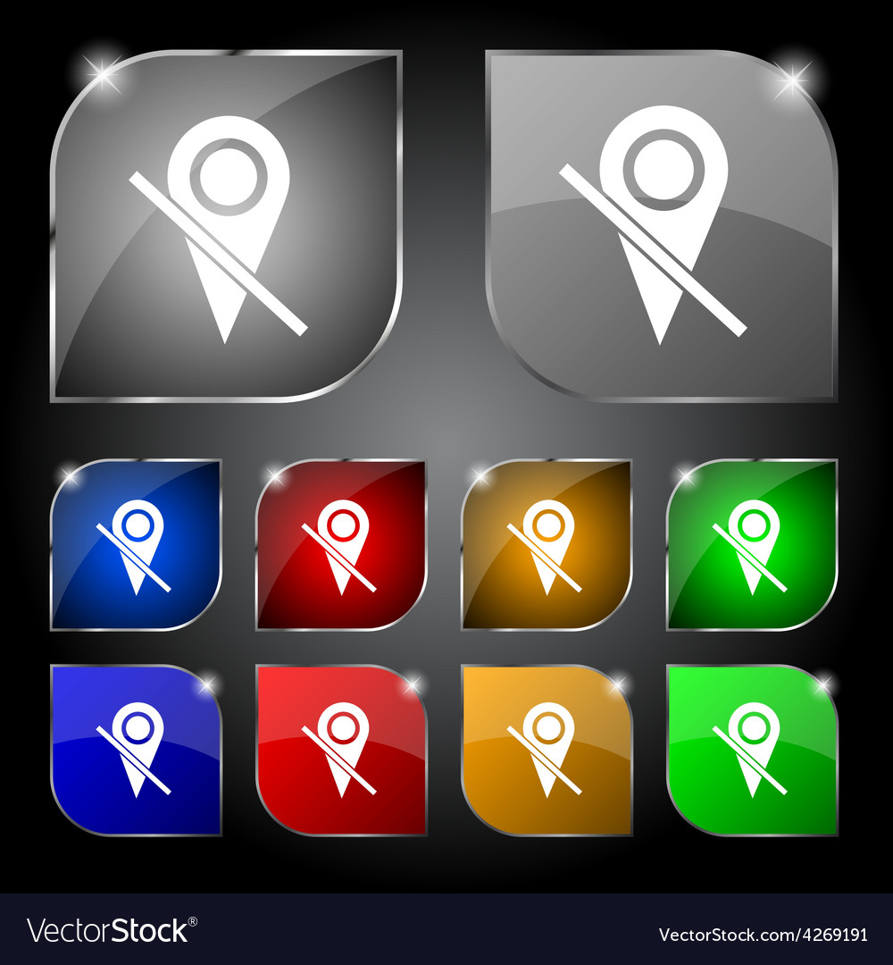 Map pointer icon sign set of ten colorful buttons