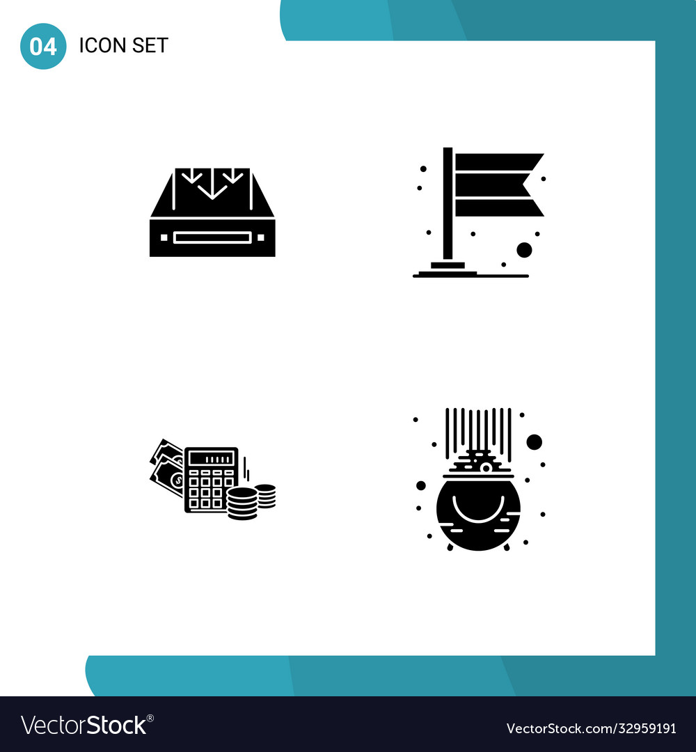 Modern set solid glyphs pictograph inbox