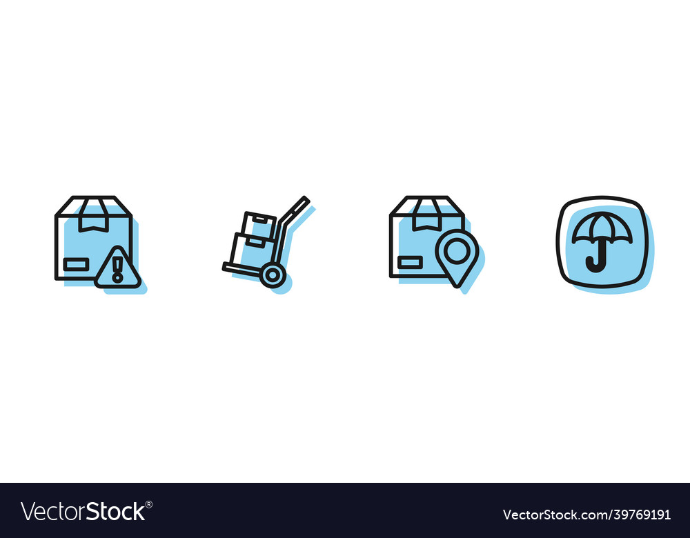 Set line location with cardboard box delivery vector image Set line location with cardboard box delivery