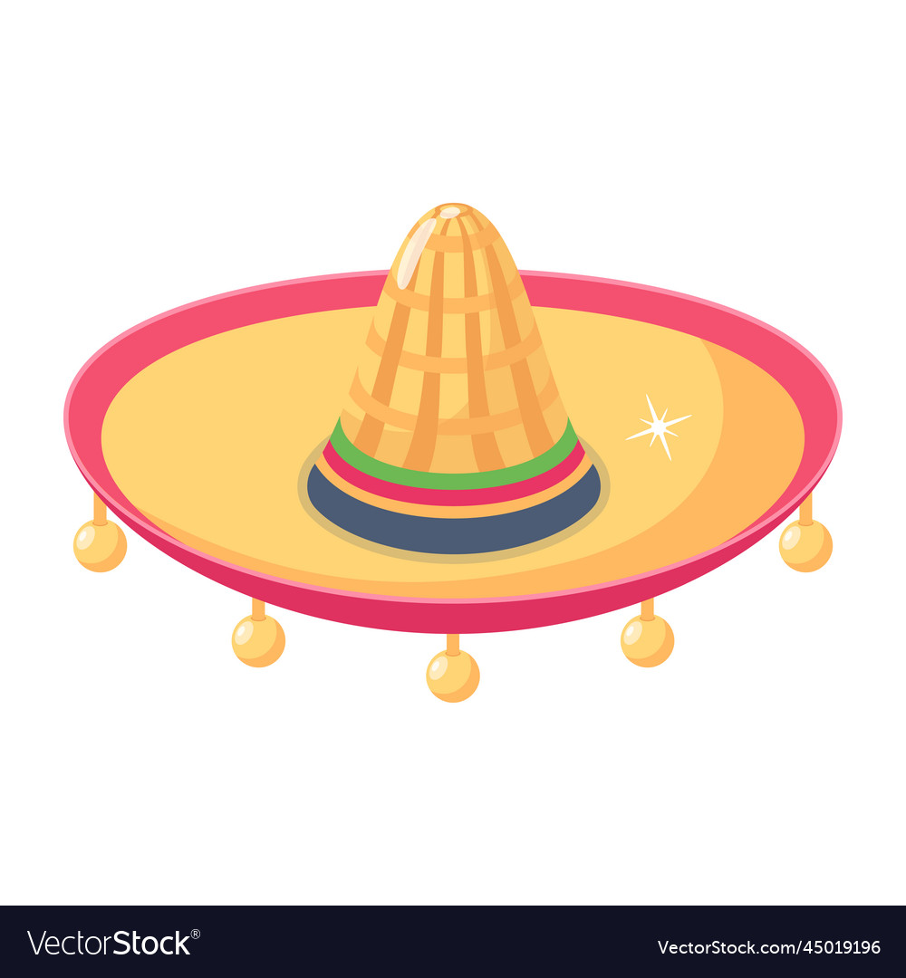 A mexican fiesta hat sombrero flat icon Royalty Free Vector