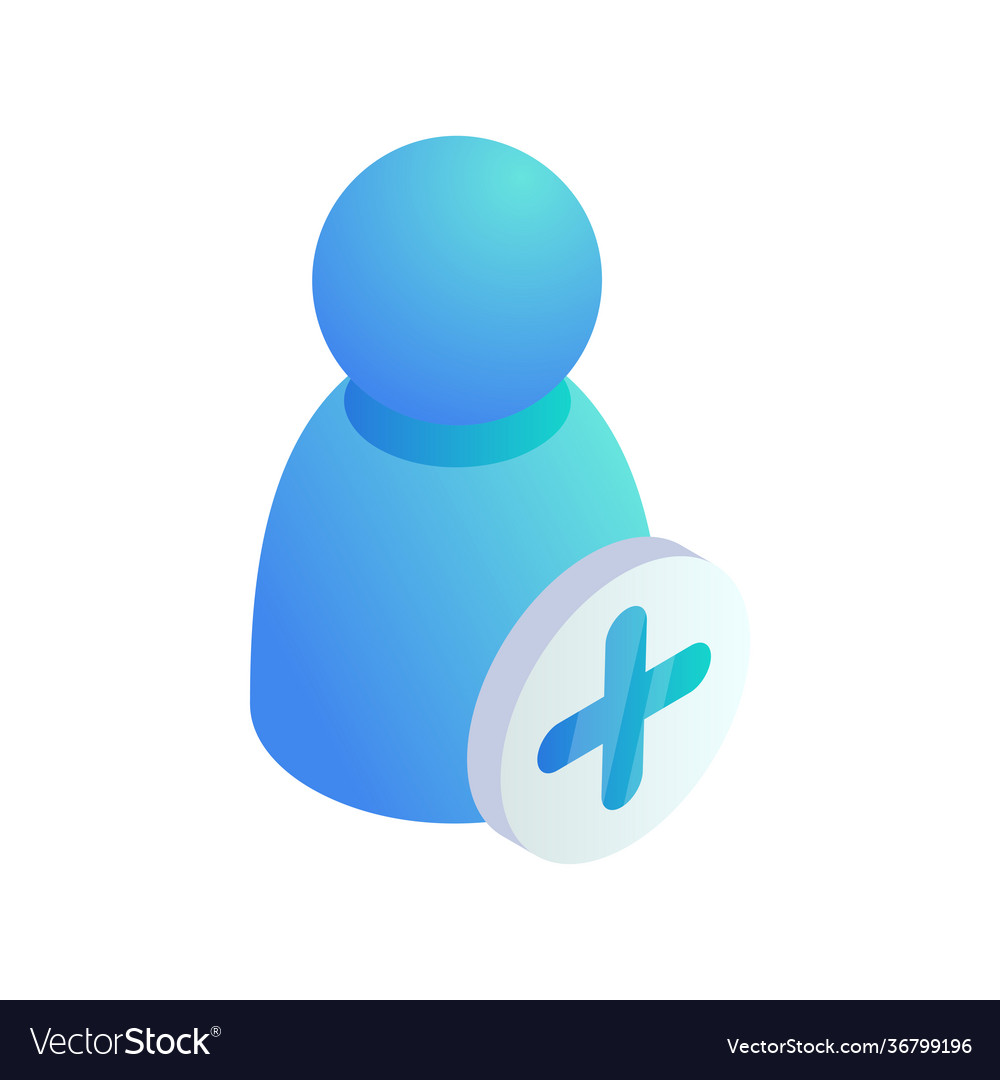 Add user isometric icon 3d networking vector image Add user isometric icon 3d networking