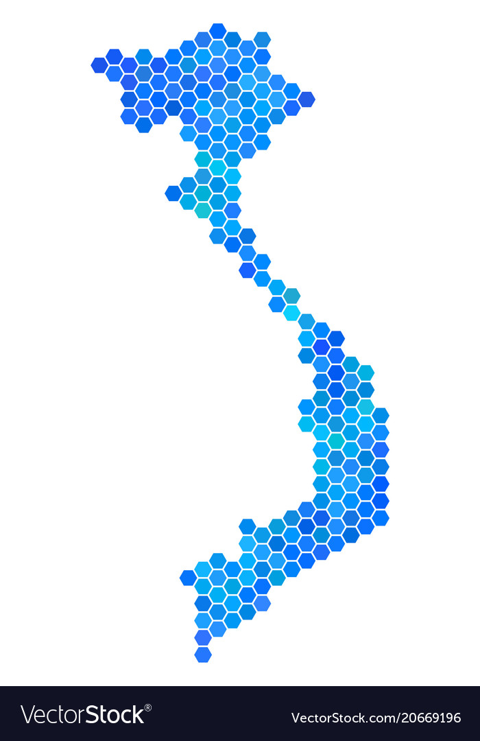 Blue hexagon vietnam map