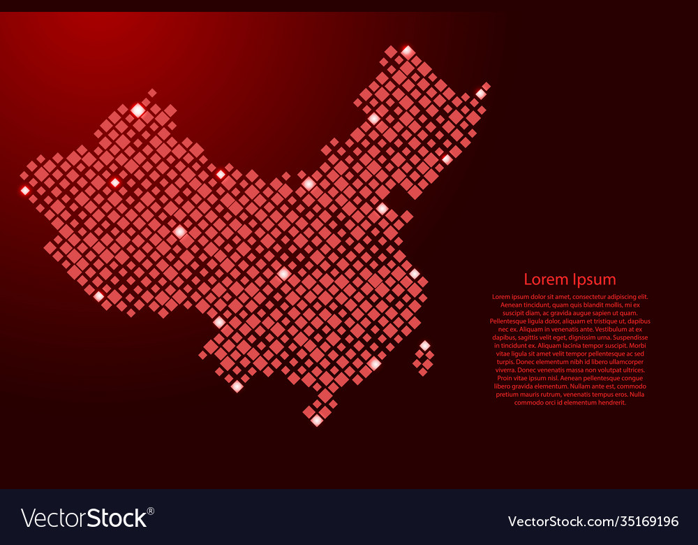China map from red pattern rhombuses different vector image China map from red pattern rhombuses different