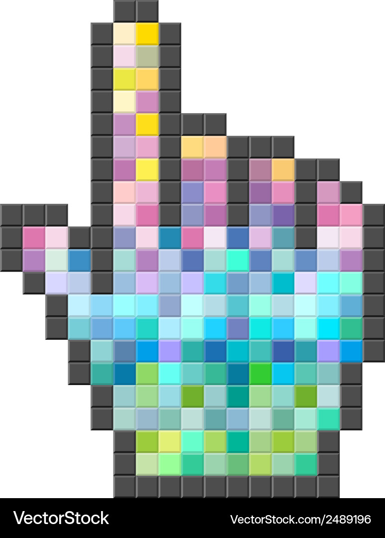 Colorful pixelated computer cursor Royalty Free Vector Image