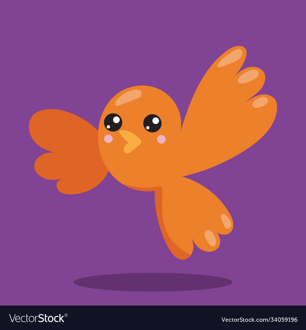 Cute bird small orange 10 Royalty Free Vector Image