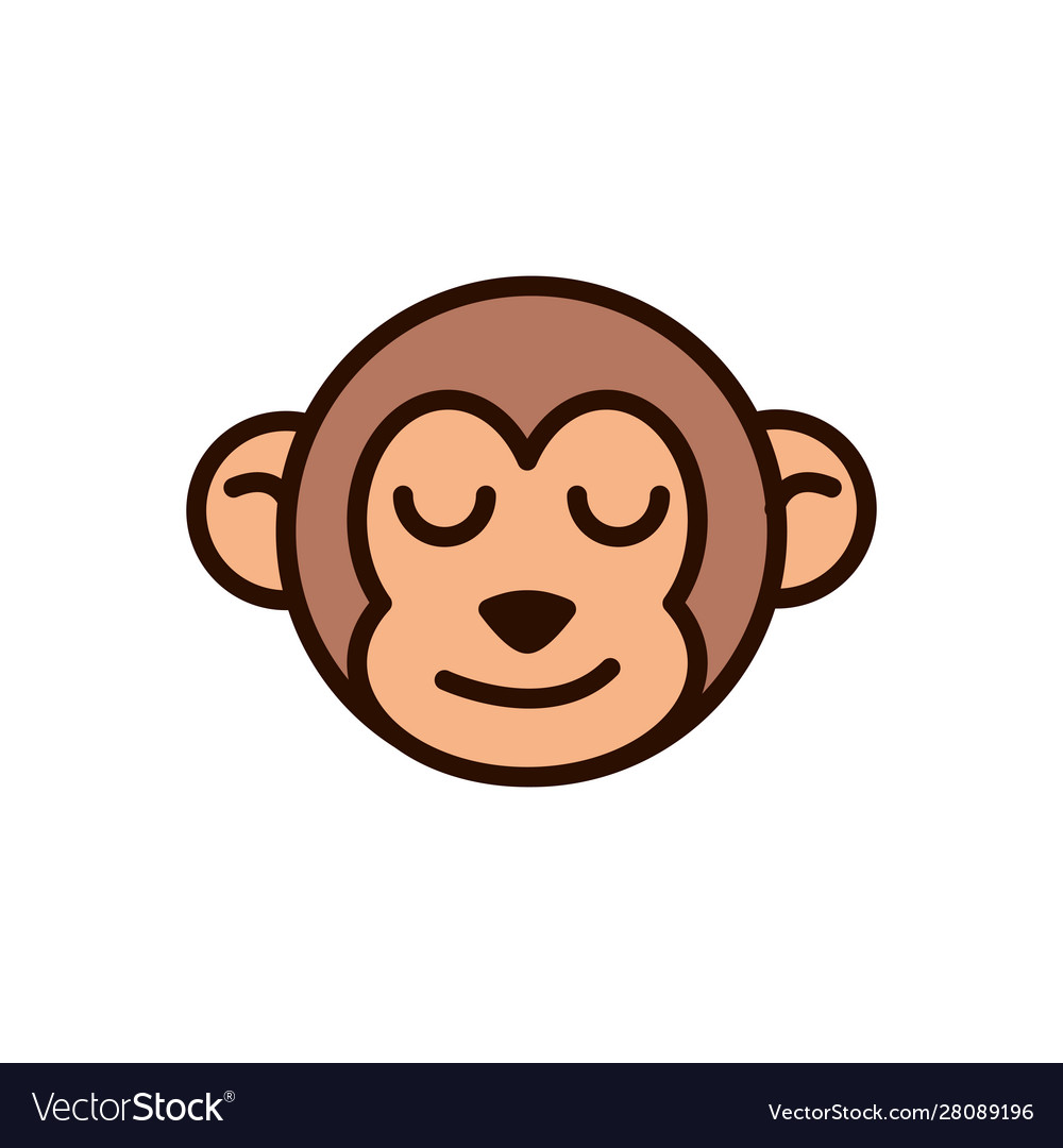 Cute face monkey animal cartoon icon Royalty Free Vector