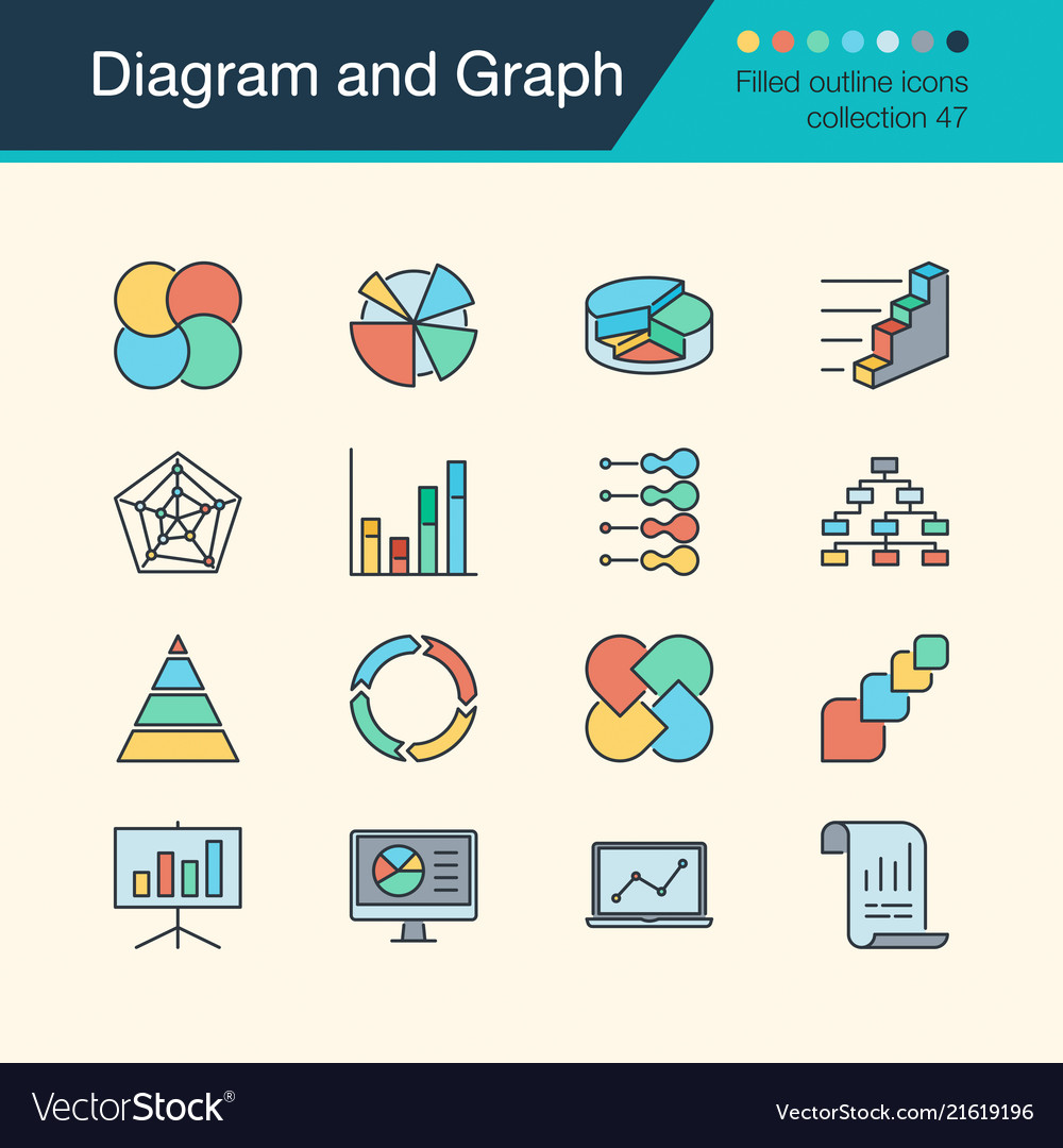 Diagram & Graph Icons - Filled Outline