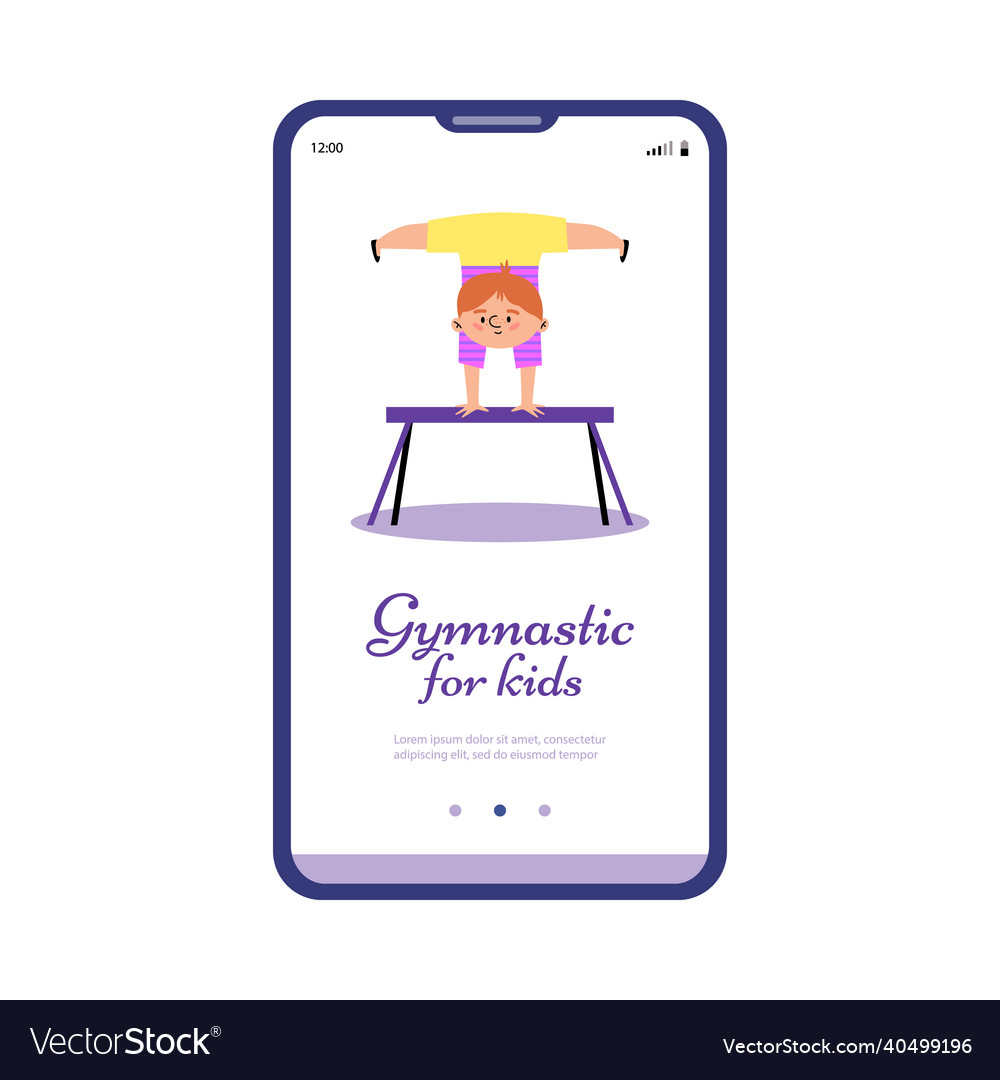 Gymnastic classes onboarding screen user interface vector image Gymnastic classes onboarding screen user interface