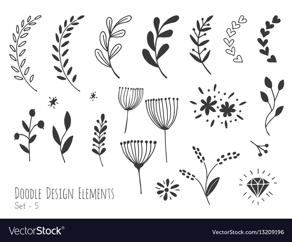 Hand drawn isolated doodle design elements