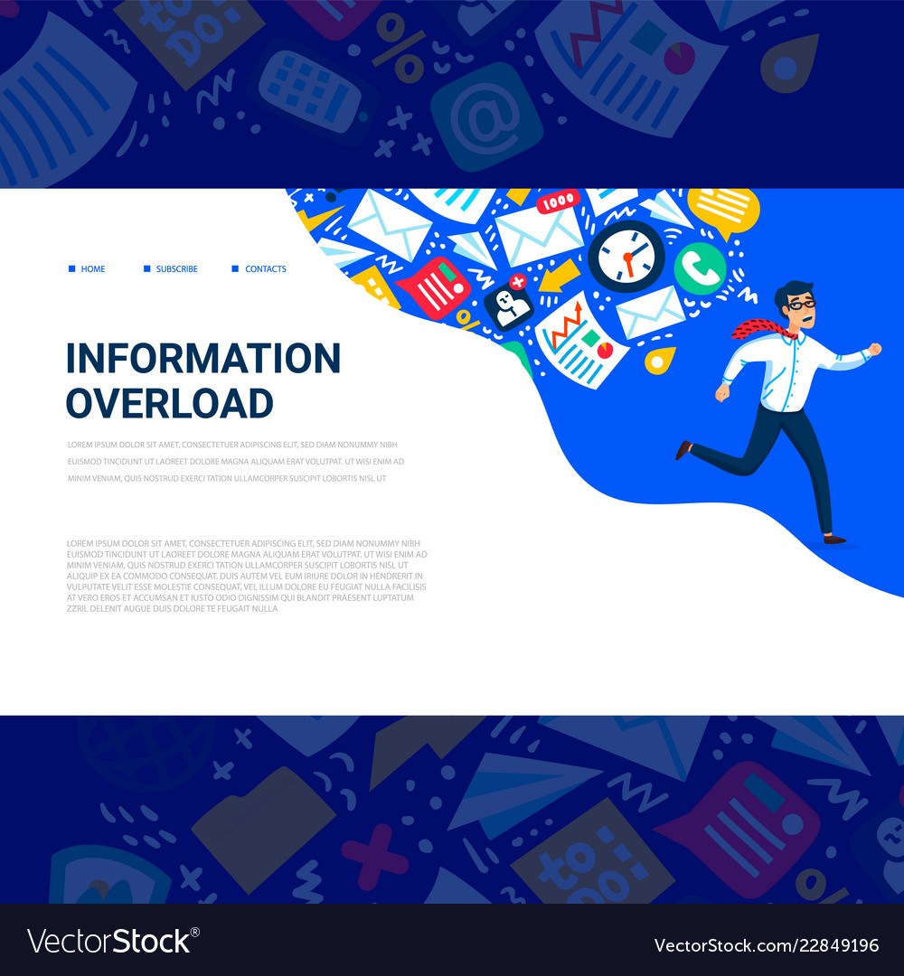 Information overload concept horizontal template vector image Information overload concept horizontal template