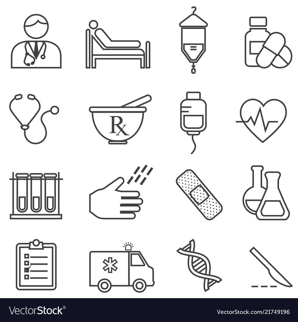 Medical Health Care Line Icons Set