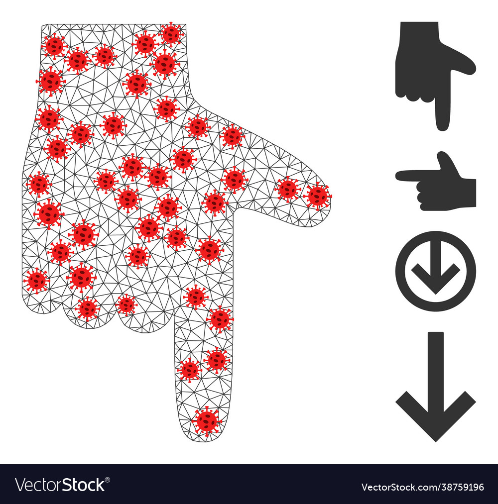 Polygonal network hand pointer down pictograph