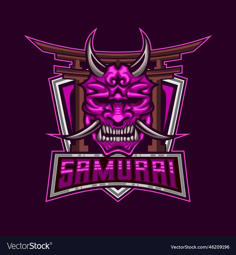 Ronin samurai e-sport logo face Royalty Free Vector Image