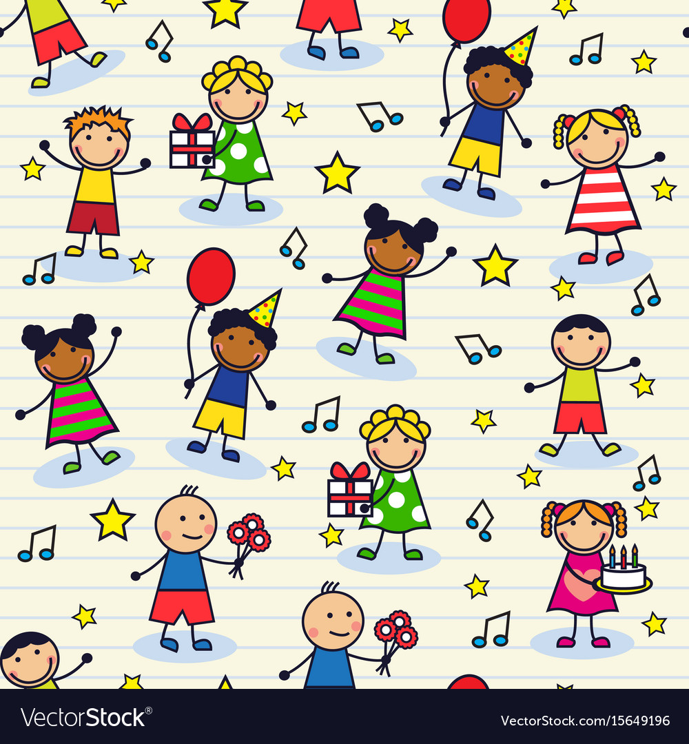 Seamless festive background with children