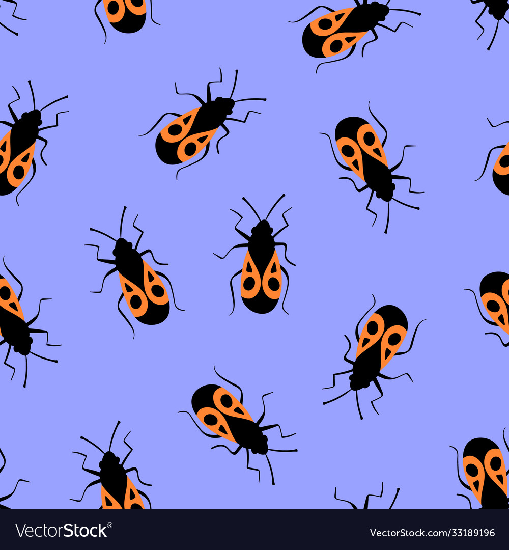 Seamless pattern with weevil on blue background
