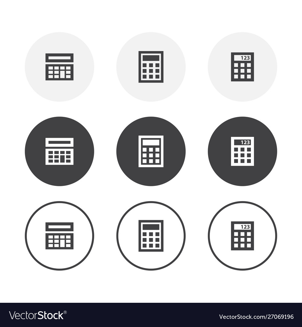 Set 3 simple design calculator icons rounded
