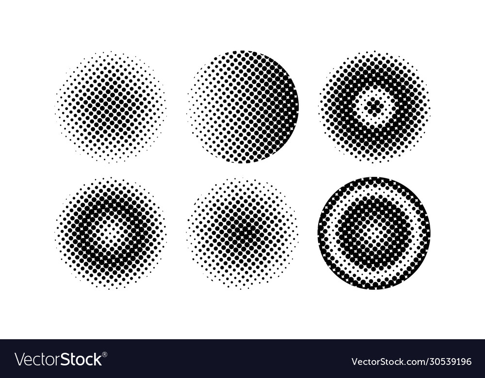 Set halftone design elements abstract circles Vector Image Set halftone design elements abstract circles