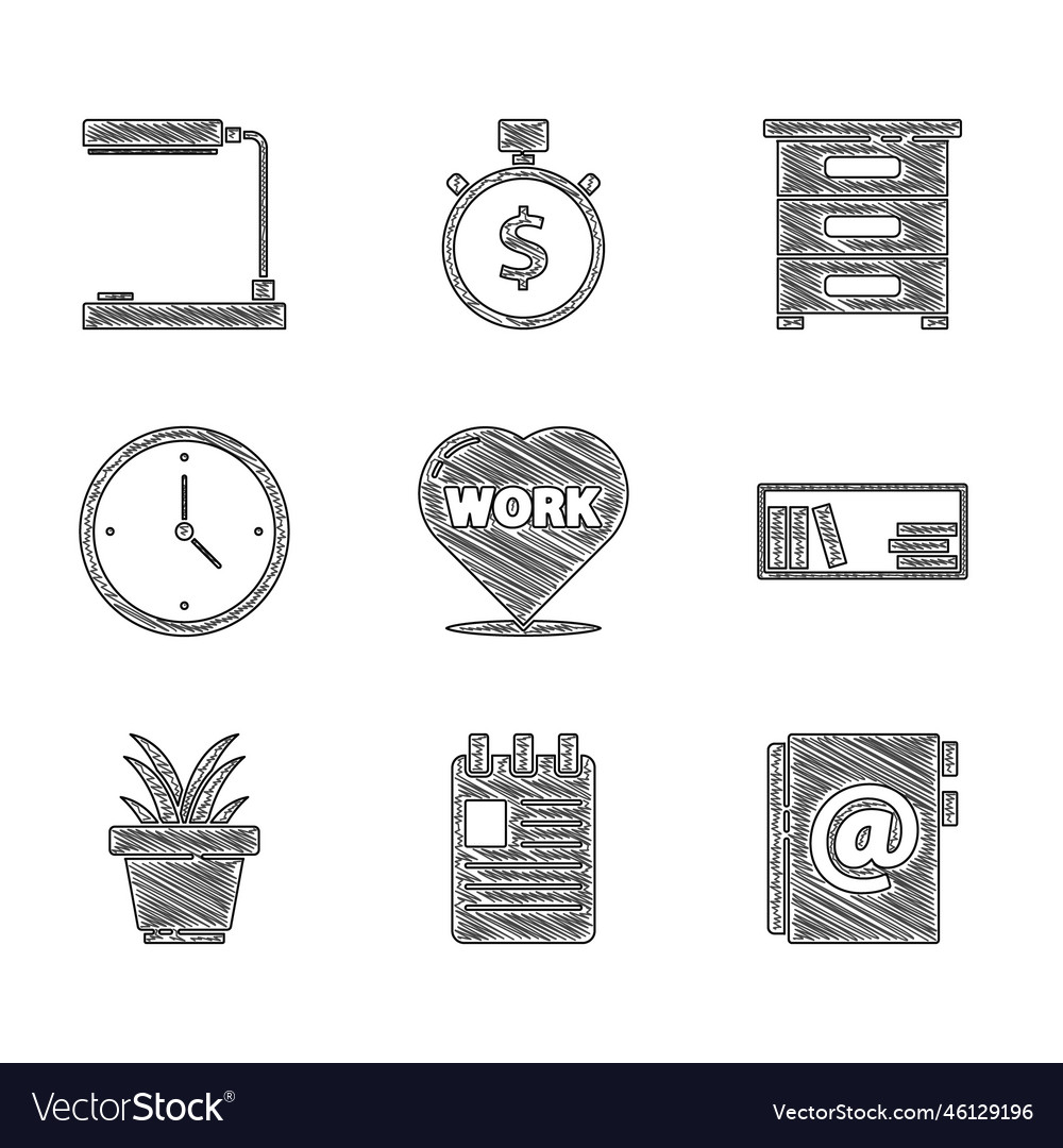 Set heart with text work spiral notebook address vector image Set heart with text work spiral notebook address