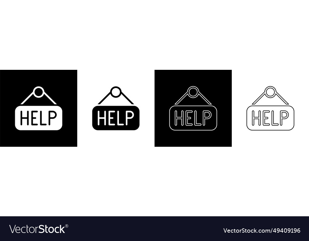 Set signboard with text help icon isolated vector image Set signboard with text help icon isolated