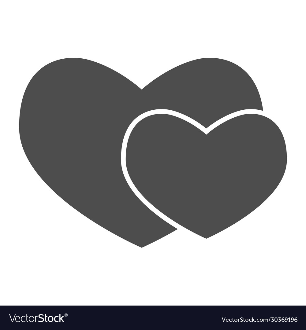Zwei romantische Herzen solide Ikone Paar Liebe vector image Zwei romantische Herzen solide Ikone Paar Liebe