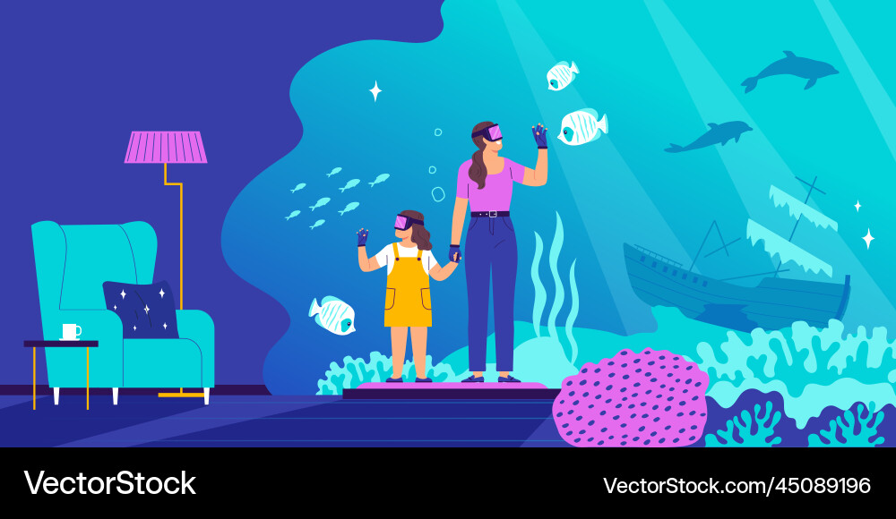 Virtual reality flat composition Royalty Free Vector Image