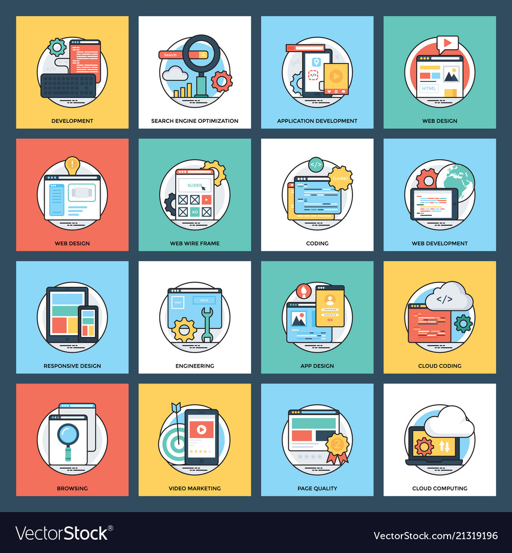 Web development flat icons
