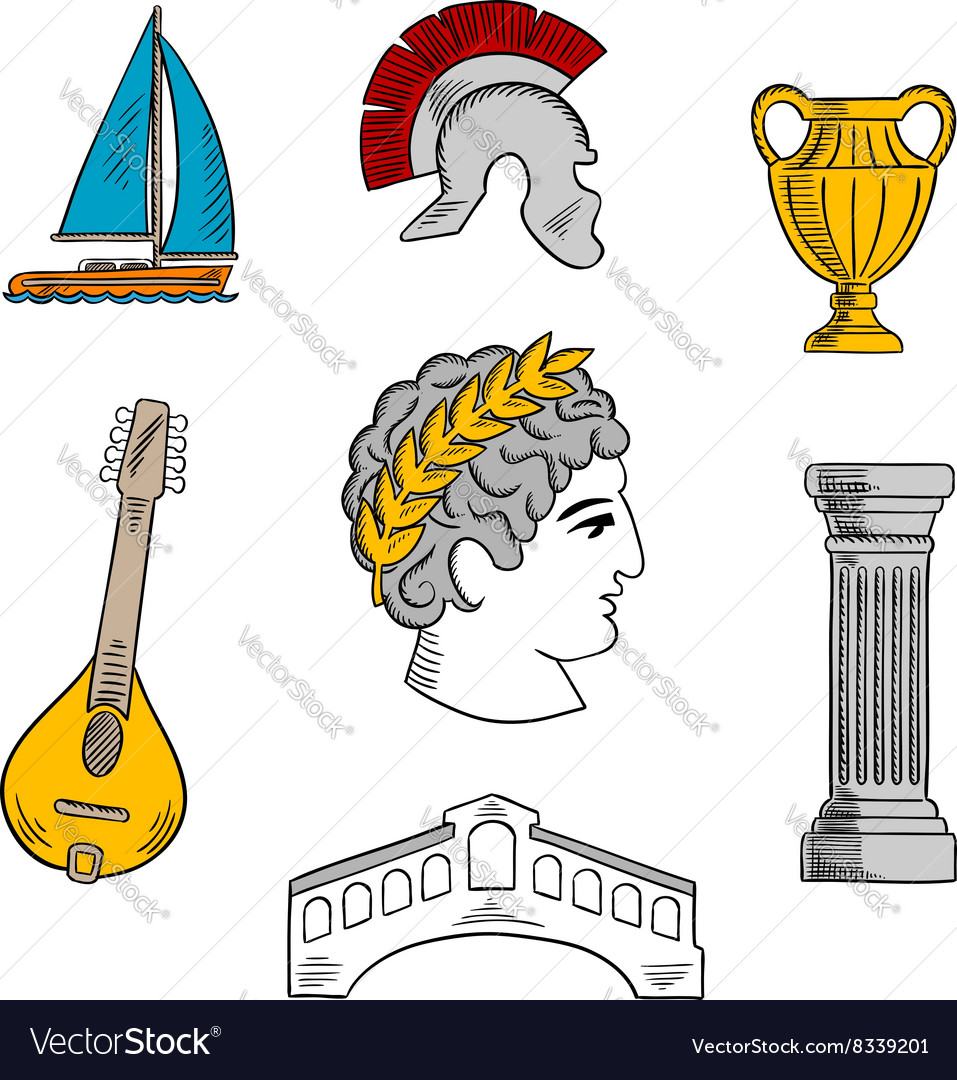 Attractions of Italy sketch for tourism design Vector Image