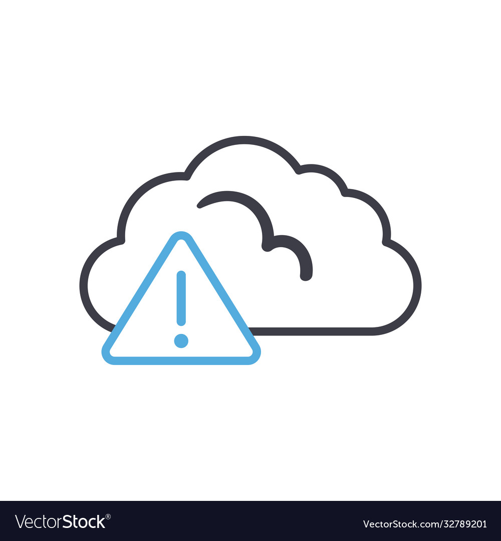Cloud computing with warning triangle line style
