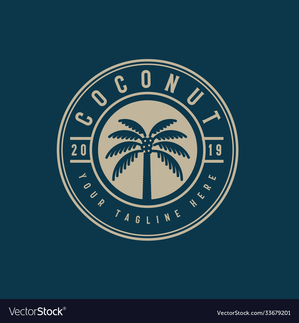 Coconut tree logo emblemcreative palm tree badge vector image Coconut tree logo emblemcreative palm tree badge