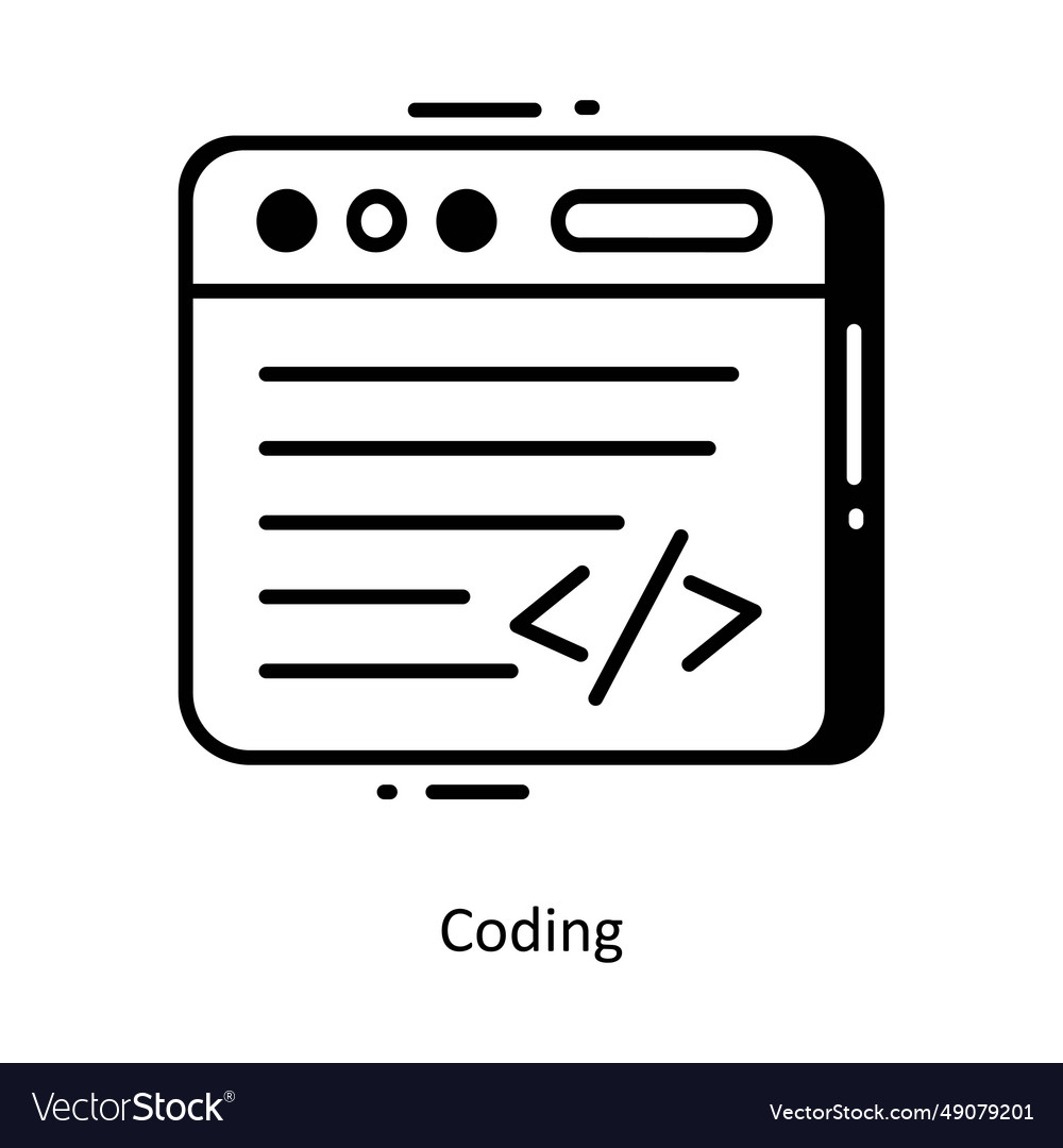 Coding doodle semi solid icon design