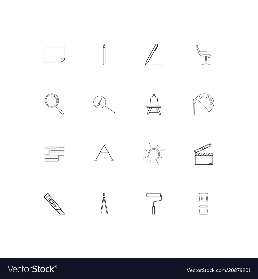 Creative process and design linear thin icons set