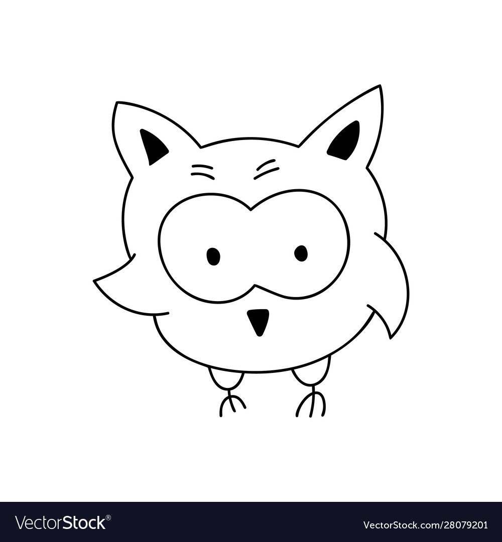 Cute cartoon doodle owl logo isolated