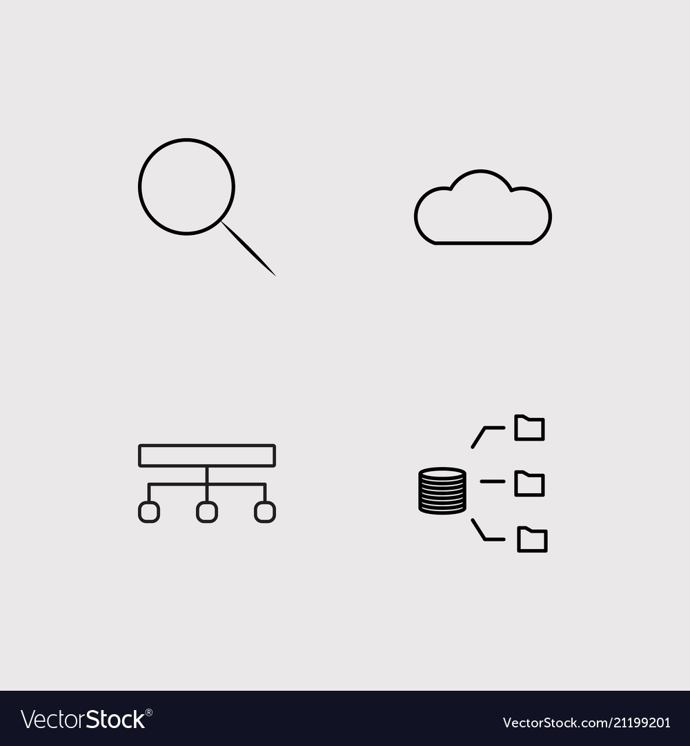 Data analytics simple linear icons set outlined