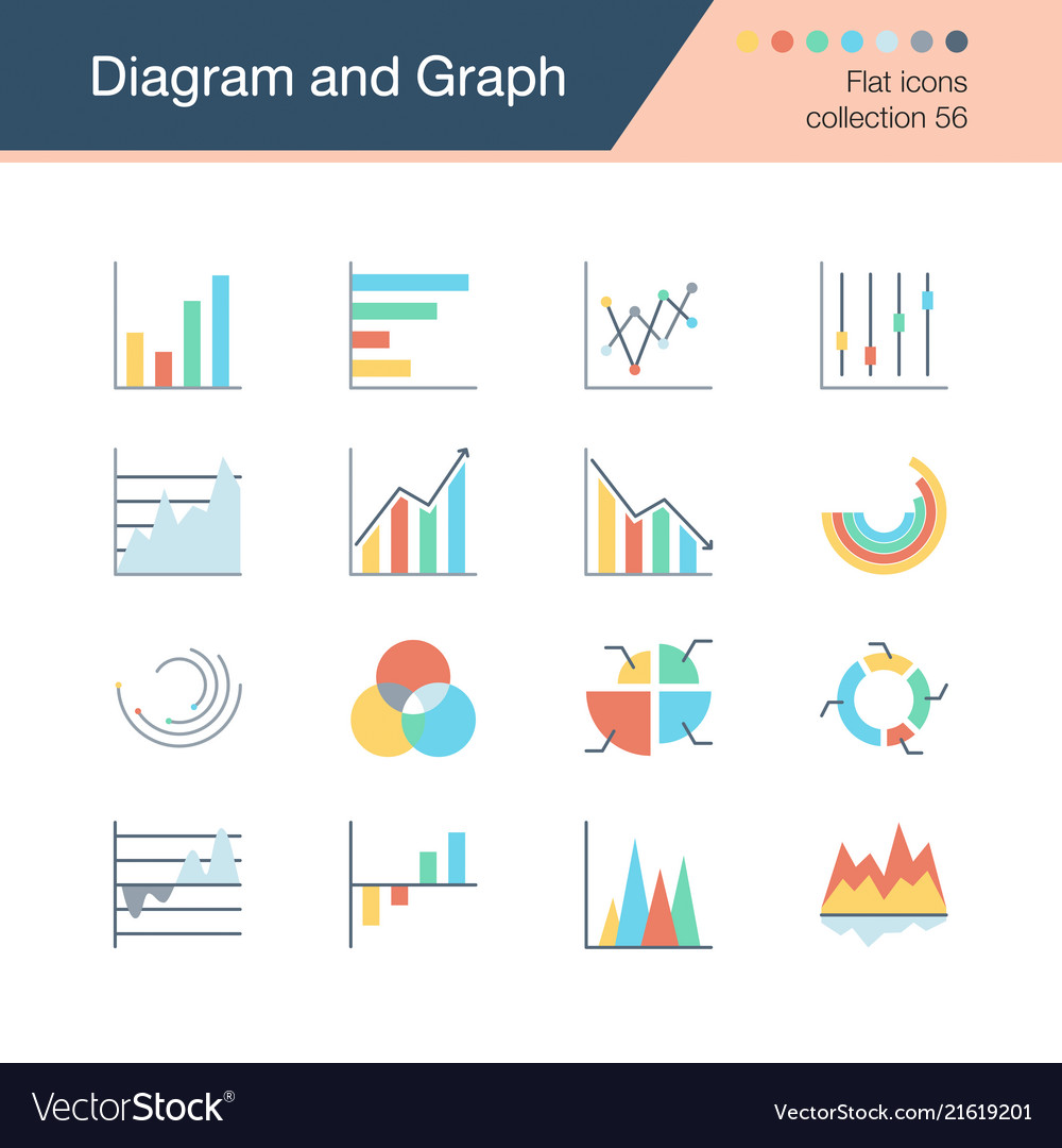 Flat Diagram & Graph Icons - Data & Charts