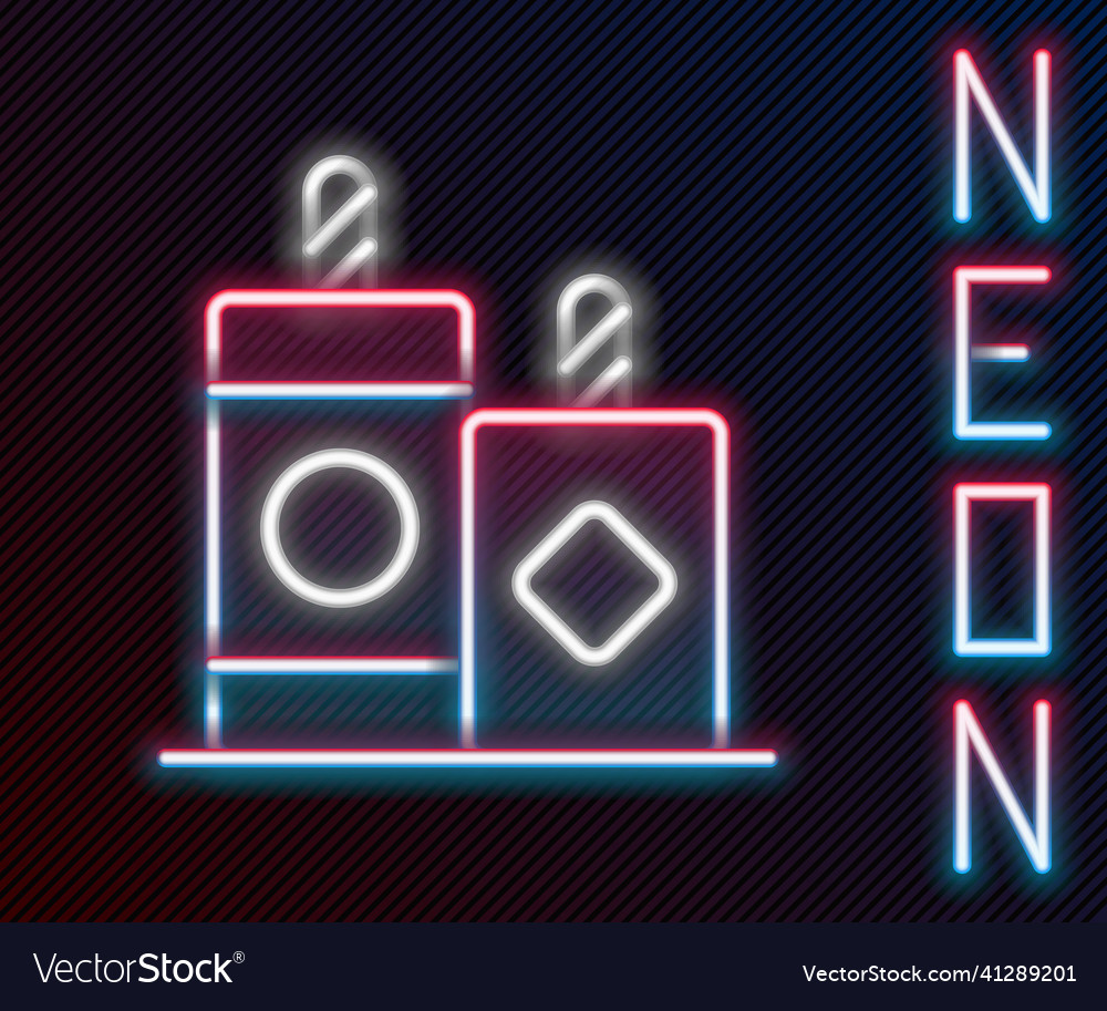 Glowing neon line firework icon isolated on black