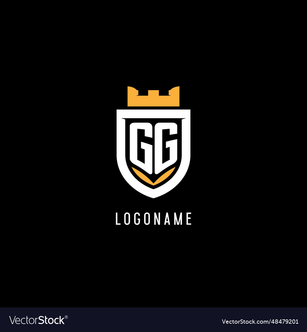 Initial gg logo with shield esport gaming Vector Image