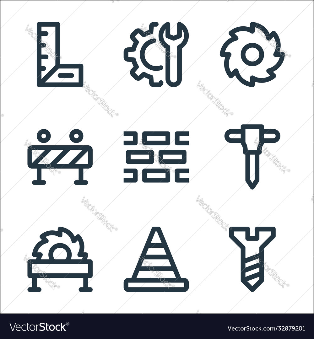 Labour day line icons linear set quality