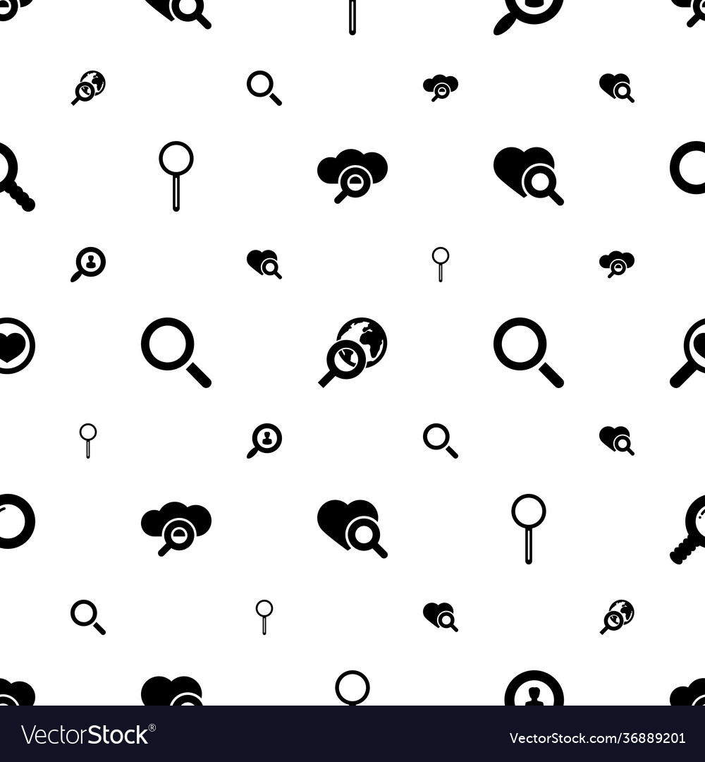 Magnifying icons pattern seamless white background