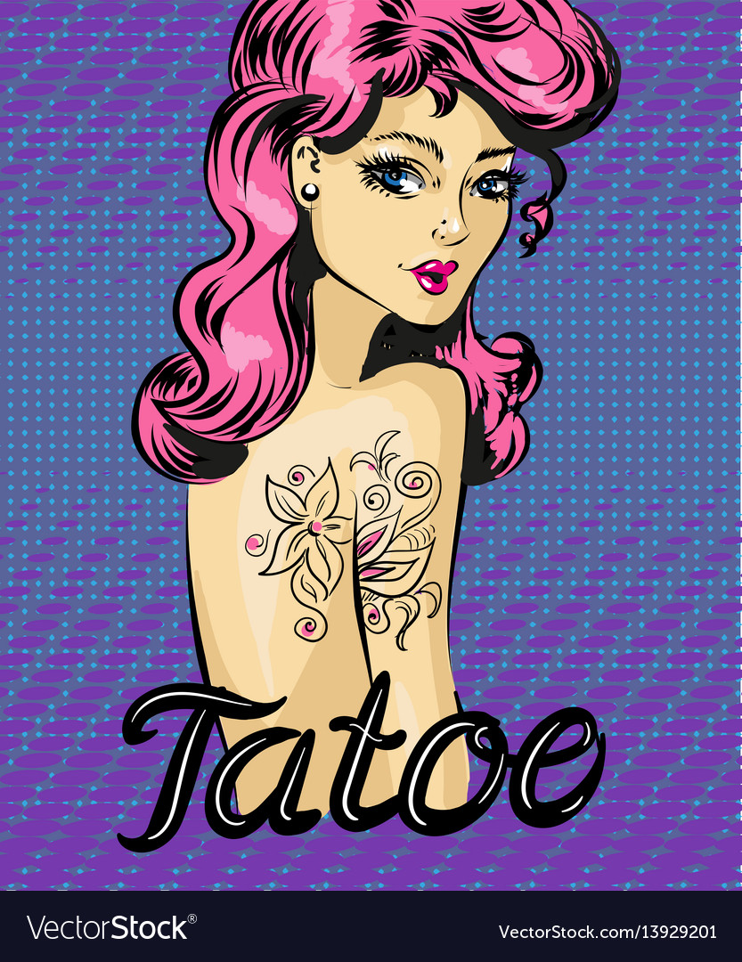 Pin Up Girl With Tattoo Royalty Free Vector Image