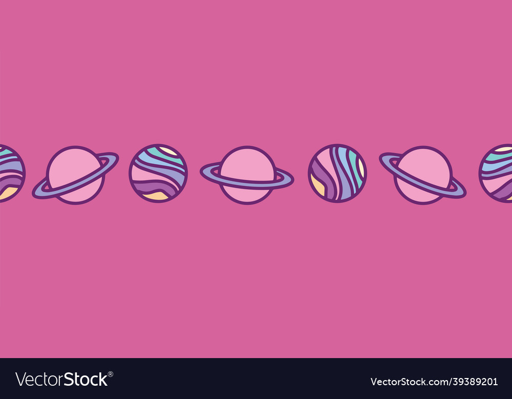 Pink border planet repeat colorful print Vector Image Pink border planet repeat colorful print