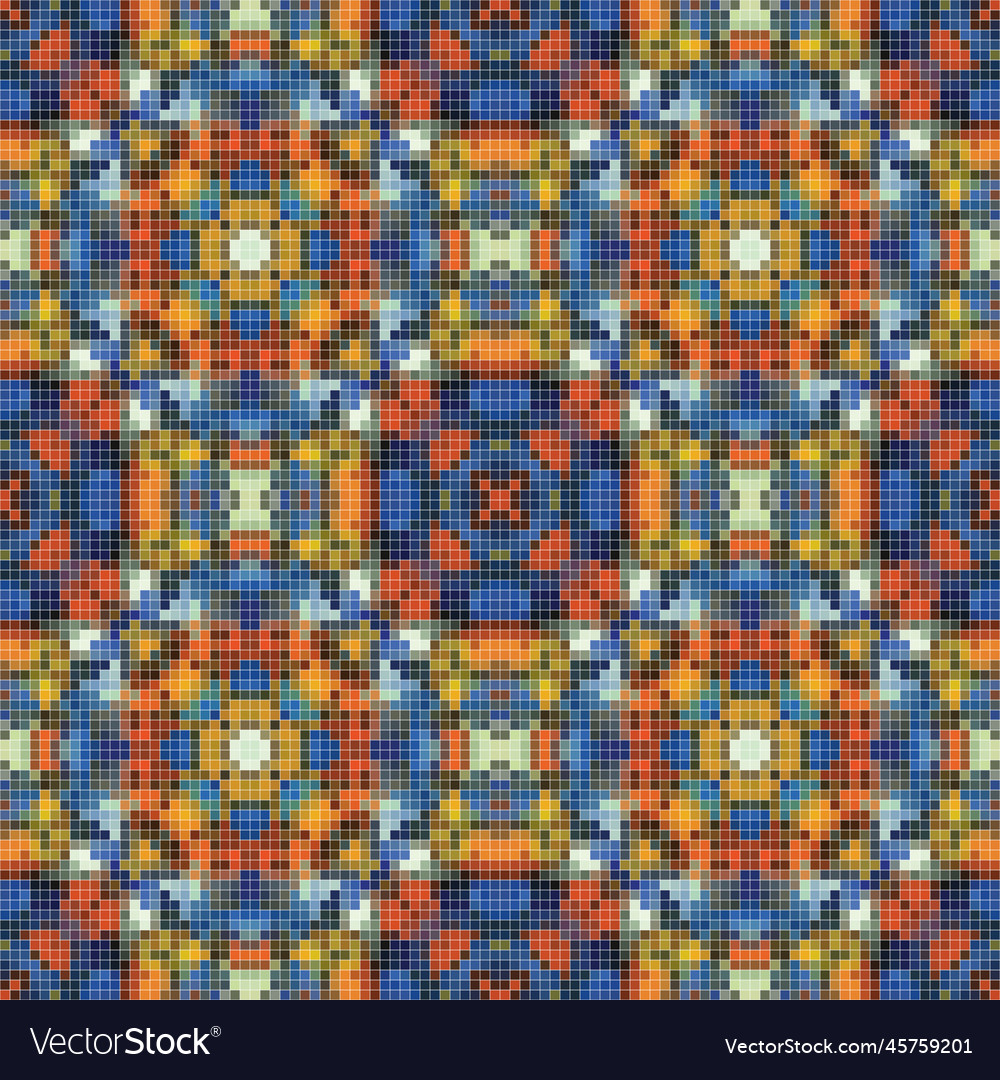 Pixel mosaic seamless pattern design repeat vector image Pixel mosaic seamless pattern design repeat