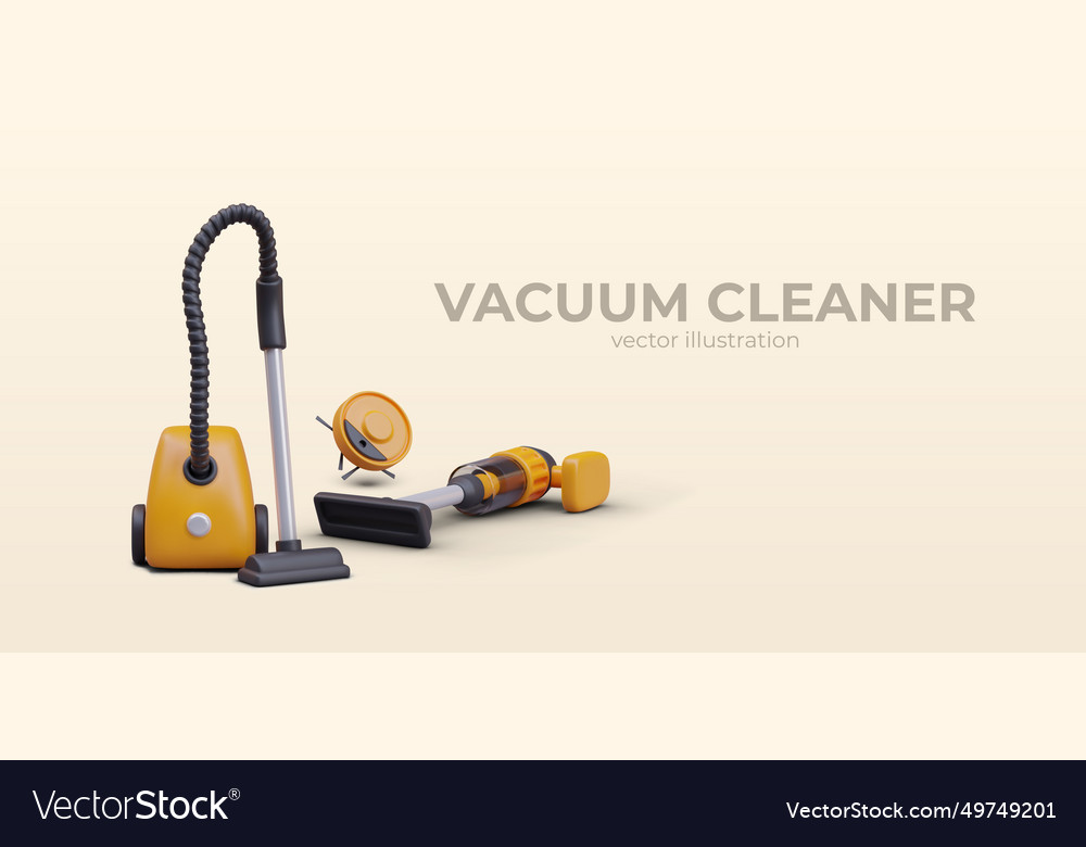 Poster with realistic different vacuum cleaners