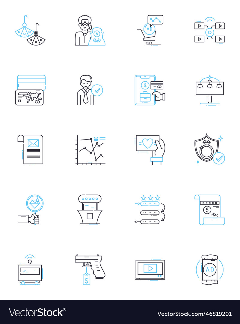 Pr and outreach linear icons set nerking Vector Image