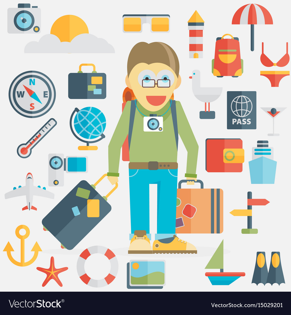 Summer holiday flat icons